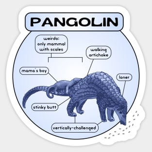 Vertically-Challenged Pangolin Sticker